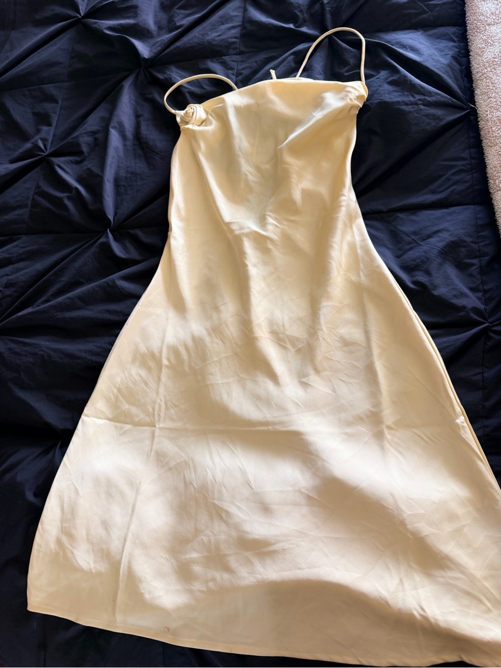Elegant Cream Slip Dress with Spaghetti Straps